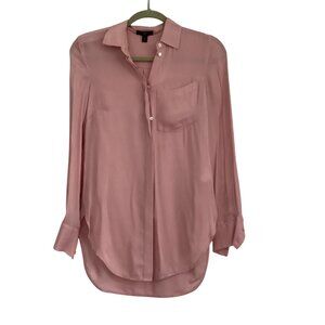 J. Crew Womens Pink 100% Silk Long Sleeve Button-Up Blouse Size 00